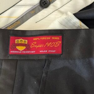 Mantoni Tuxedo Dress Pants Mens Black Super 140s Virgin Wool Flat Front 34